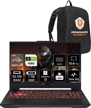 Asus Tuf Gaming A15 Fa507Nv R5 7535Hs 32Gb 1Tb Ssd Rtx4060/8Gb 140W 144Hz 15.6'' W11H Lp104 & Per4