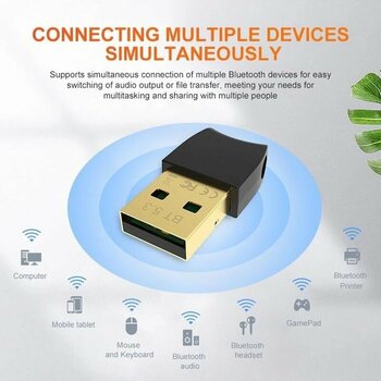 Plentiful Bluetooth V5.3 Usb Mini Bluetooth Adaptör Dongle 20mt Kablosuz Adaptör Çoklu Cihaz Desteği Sağlar