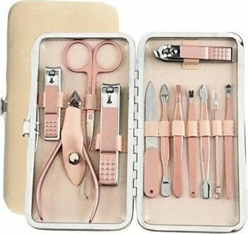 Mobee 12 Parça Pembe Manikür Seti Çantalı Paslanmaz Çelik Manikür & Pedikür Seti