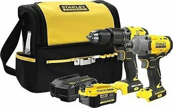 Stanley Fatmax V20 Kömürsüz 2'li Set 18V, Darbeli Matkap + Kömürsüz Somun Sıkma, 1x4AH Akü + Şarj Cihazı + Soft Çanta