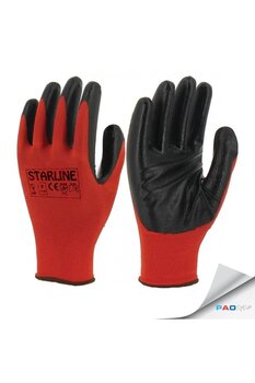 Starline E-43 Ks Nitril Naylon Eldiven No:10 (kırmızı-siyah) ( 12 Çift)