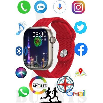 Huawei P20 Lite Uyumlu Akıllı Saat Konuşma Özellikli Watch 9 Pro 45MM Amoled Ekran - Alaska Mavi - 35 - 48 mm