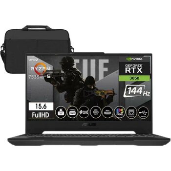 Asus Tuf Gaming A15 FA506NC-HN050 Amd RYZEN5-7535HS 8gb Ddr5 Ram 512GB SSD RTX3050-144Hz 15.6" Freedos Taşınabilir Bilgisayar + Cimete Çanta