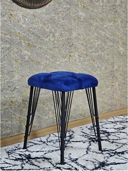 Zafir Kare Siyah Boyalı Telli Ayaklı Tabure - Oturak - Bar Taburesi - Ayaklı Tabure Mavi Renk 33 x 48 Boyut/ebat - Çok Renkli