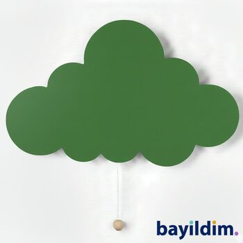 Masal Arkadaşım Bulut  Ahşap LED Duvar Gece Lambası - Yeşil