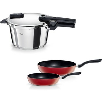Fissler Vitaquick Glossy 4,5 Litre Düdüklü Tencere + Kırmızı Cenit Tava Set - 4,5 L