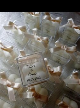 GMAHOMEE Mika Kutulu Kurdelalı Mini Bubble Mum 10 Adet