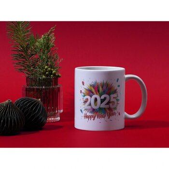 Yılbaşı Temalı Kupa Bardak Yeni Yıl Konseptli Kupa 2025 Noel Kupa Beyaz