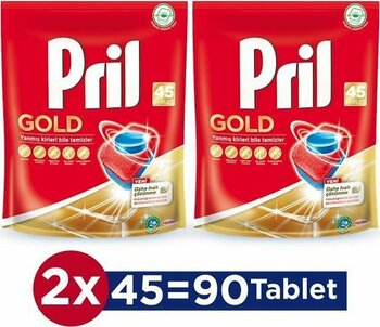 Pril Gold Bulaşık Makinesi Tableti 45'li 2 Adet