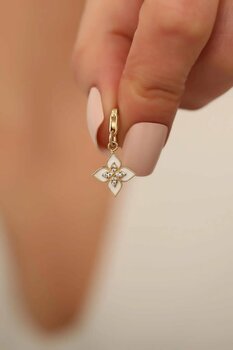 Bayar Gold 14 Ayar Altin Beyaz Lotus Çiçeği Kolye ucu