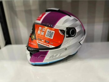 MT Helmets Kask Mt Thunder 4 Sv Tears C8 Parlak Inci Beyaz/Pembe