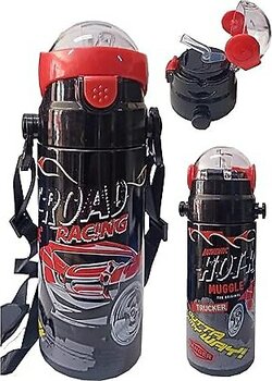 Erkek Çocuk Matara 550 ml Siyah 1 Adet Çelik Suluk Okul Matarası Öğrenci Suluğu