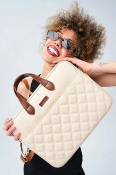 Mussen Macbook Air Pro 13.3” & 14” Inç Bej Poliüretan Vegan Deri ve Polyester 36 x 25 x 3 cm Evrak Çantası