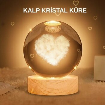 Lowell Home Kalpli Işıklı Cam Küre Ahşap Standlı Dekoratif Gece Lambası