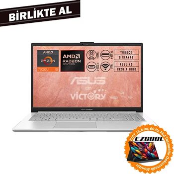 Asus VivoBook Go 15 AMD Ryzen 5 7520u 8 GB RAM 1 TB SSD 15.6" FreeDOS Notebook - 15.6" Touch Monitör E1504fa-bq1741 010