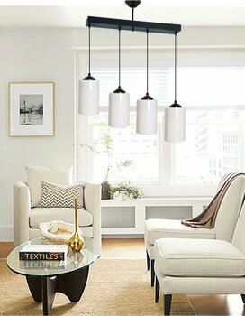 Etsylight Dora White Glass Sıralı Lüx 4 Antre Avize, Mutfak Avize, Salon Avize, Yemek Odası Avize