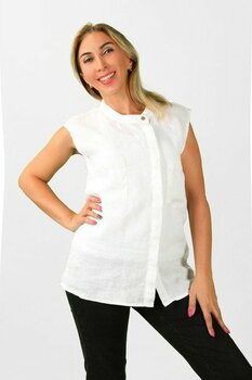 Balins Kadın Kolsuz Keten Gömlek Beyaz - XL