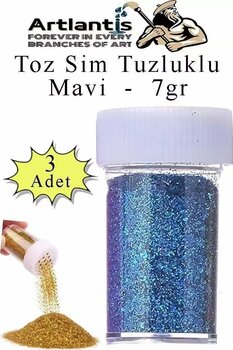 Mavi Toz Sim Tuzluklu 7 gr 3 Adet Renkli Toz Sim Epoksi Reçine Okul Etkinlik Dekarasyon Slime