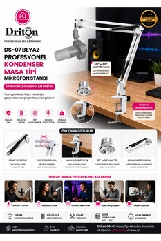DRİTON DS-07 BEYAZ PROFESYONEL KONDENSER MASA TİPİ MİKROFON STANDI