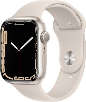 Apple Watch Series 7 GPS 45mm Yıldız Işığı Alüminyum Kasa ve Spor Kordon Akıllı Saat
