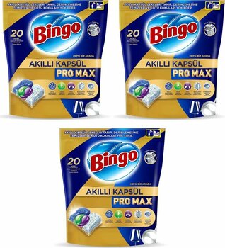 Bingo Akıllı Kapsül Pro Max Bulaşık Makinesi Tableti 20 li x 3 Adet (60 Kapsül)