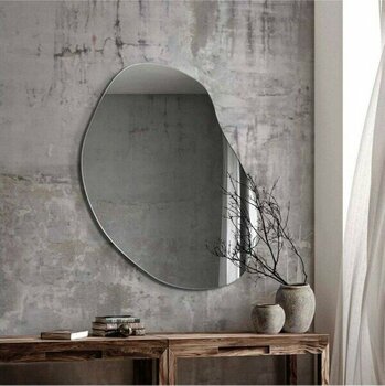 Mks Design 74X96CM Asimetrik Oval Boy Aynası | Lüx Antre Aynası | Makyaj Aynası | Salon Konsol Aynası - 96 x 74