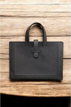 MAT DERİ Siyah Macbook Çantası 13 Air 14 Pro Uyumlu Bilgisayar Çantası Evrak Çantası