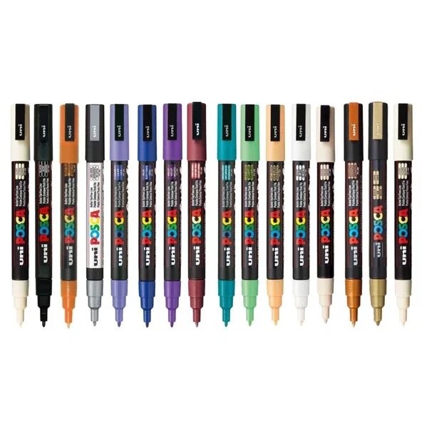 Uni Posca PC-3M 0.9–1.3 mm Karışık Renkler su bazlı Marker Kalem Seti