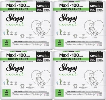 Sleepy Bebek Bezi Natural Beden: 4 (7- 14KG) Maxi 400 Adet Avataj Ultra Pk - 4 Beden (7 - 14 kg)
