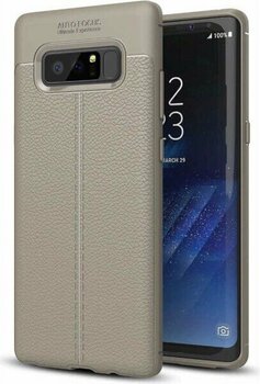 Nevarium Galaxy Note 8 Kılıf Deri Dokulu Kamera Korumalı Silikon - Gri