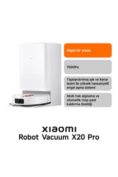 XiaomiRobot Vacuum X20 Pro Akıllı Robot Süpürge + Mop (Türkiye Garantili)
