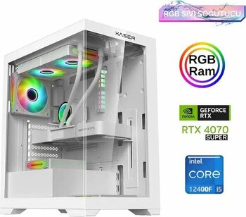 Xaser XSR805 NVIDIA GeForce RTX 4070 SUPER 12 GB 512 GB M.2 NVMe SSD 16 GB Intel Core i5-12400F masaüstü oyuncu bilgisayarı