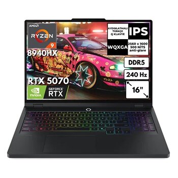 Lenovo Legion Pro 5 16adr10 R9 8940hx 64 GB 256 GB SSD 8GB Rtx5070 16" 240Hz Wqxga Windows 11 Pro Gaming Laptop 83lt0046trat101