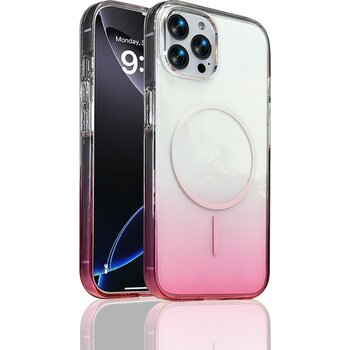 Pilanix Apple Iphone 16 Pro Max Kılıf Renk Geçişli Magsafeli Septik Silikon Kapak - Pembe - İphone 16 Pro Max