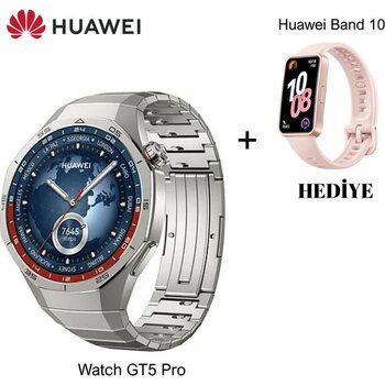 Huawei Watch Gt5 Pro 46 mm Akıllı Saat Titanyum+Huawei Band 10  Hediye - Titanyum - BATARYA 524 mAh pil