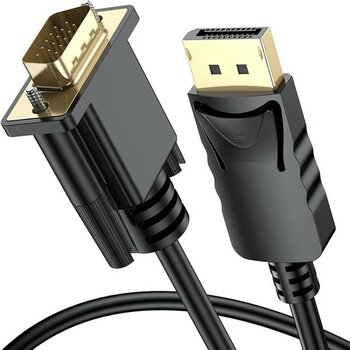 Alfatech Displayport To VGA Kablo Dp To VGA Dönüştürücü 1.8 Metre - 0 - Siyah