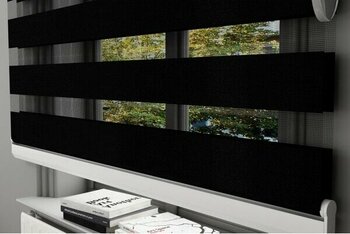 Givayo Stor Parlak Siyah Bambu Zebra Stor Perde - 140 x 260 cm