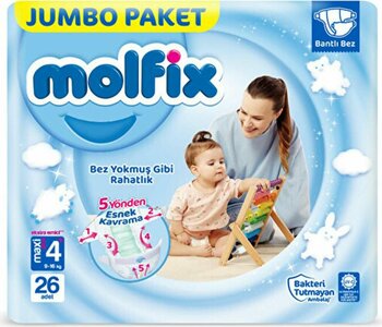 Molfix Bebek Bezi No: 4+ Maxi Plus 9-16 kg 26'li