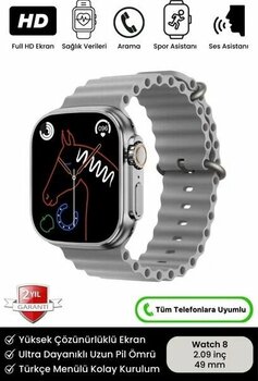 Noriyen Watch 8 Ultra 2.09 inç Gri Akıllı Saat