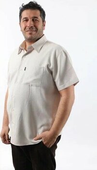 Tousus KK-8052-TSS Bej-Beyaz Serbest Yaka Kısa Kol XL Erkek Gömlek