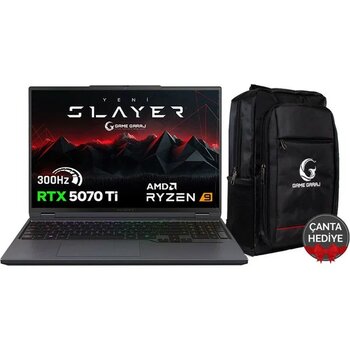 Game Garaj Slayer R9T-5070TI C1 Amd Ryzen 9 9955HX 32GB Ram 1tb SSD RTX5070TI 16" Qhd IPS 300Hz Freedos Gaming Laptop - 1 TB - 32 GB