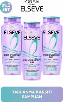 ELSEVE Hydra Pure Salisilik Asit içeren Yağlanma Karşıtı Nemlendirici Şampuan 3'lü Set