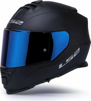 LS2 Storm 2 Mat Siyah Kapalı Motosiklet Kaskı Mavi Camlı