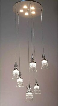 Özçelikler Bella Modern Lüks Sarkıt 6'Lı Yuvarlak Kristal Cam Ledli Avize