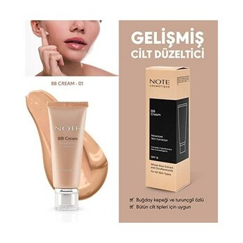 Note BB Cream 01 SPF 15 Nemlendirici Etkili Yoğun Kapatıcı Tüm Cilt Tipleri İçin İpeksi Doku - standart