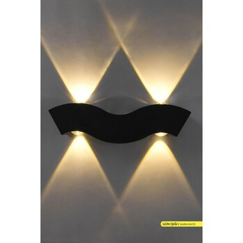 4W Çift Yönlü LED Duvar Aplik Iç ve Dış Mekan Dekoratif Aydınlatma - Altın - Siyah - Seçenek 1