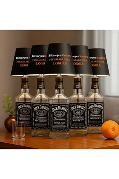 Bk Gift Firmalara Özel Logolu Kablosuz 3 Renkli Led Siyah Şişe Lambası(5 Adet), Cafe&Bar Masa Dekoru