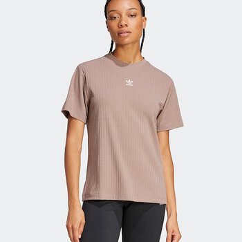 Adidas Essentials Wide Rib T-Shirt Kadın Kahverengi Tişört