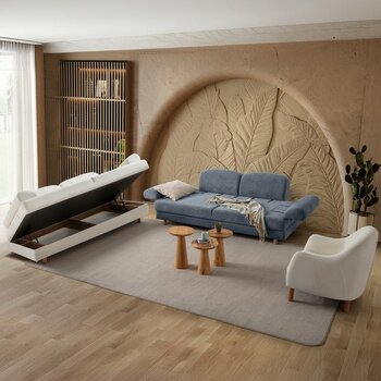 Eymense Aries Yataklı Sandıklı Koltuk Takımı 3+3+1 Mavi