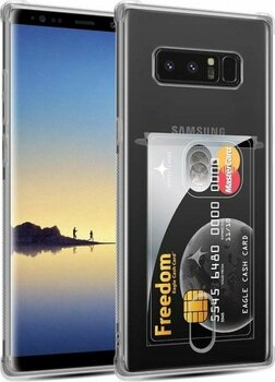 Kvy Samsung Galaxy Note 8 Kamera Korumalı Kartlıklı Setra Şeffaf Silikon Kılıf Ekran Koruyucu - Galaxy Note 8